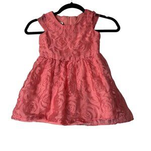 Philly Kid Size 4 Dark Pink Embroidered Lace Floral Pattern Mesh Slip Dress